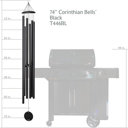Corinthian Bells by Wind River - 74 inch Black Wind Chime for Patio, Backyard, Garden, and Outdoor Decor (Aluminum Chime) Made in The USA