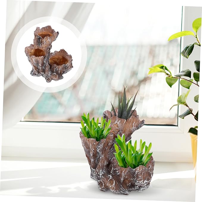 Yardwe Resin Simulation Tree Root Pot Bonsai Planter for Indoor Use Decorative Container for Artificial Plants Elegant Desktop Ornament for Home and Room