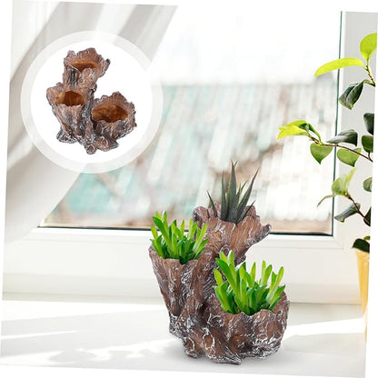 Yardwe Resin Simulation Tree Root Pot Bonsai Planter for Indoor Use Decorative Container for Artificial Plants Elegant Desktop Ornament for Home and Room