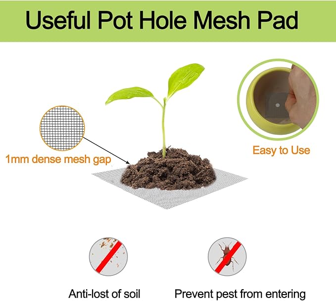 Square Pot Hole Mesh Screen Pad 2 Inch, 50 Pcs Plastic Bonsai Mesh for Plant Pot Drainage Cover Screen, Nursery Planter Bottom Drainage Inserts Grid Mat for Potted Succulent
