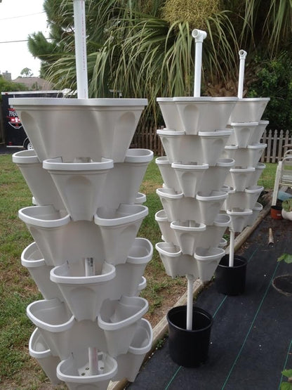 LARGE Vertical Gardening Planters - Use Mr Stacky Pots with any Grow Medium - Great For Soil Gardening, Hydroponics, and Aquaponics - Build Your Own Large Stacking Container Garden System - For