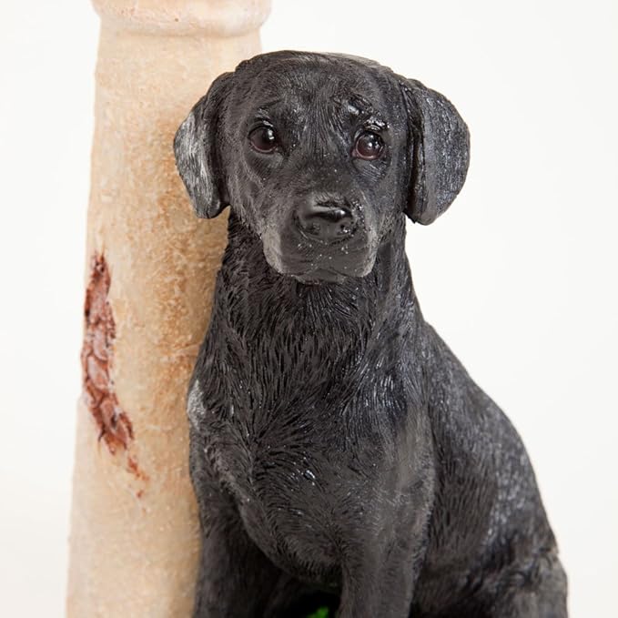 Bits and Pieces – Solar Dog Lantern (Black Lab) – Solar-Powered Resin Garden Sculpture with LED Light, Hand-Painted, Auto-On Rechargeable Battery, On/Off Switch – 13.5" Tall