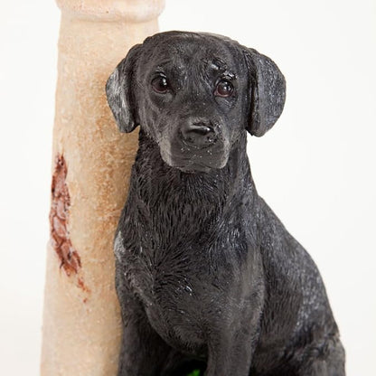 Bits and Pieces – Solar Dog Lantern (Black Lab) – Solar-Powered Resin Garden Sculpture with LED Light, Hand-Painted, Auto-On Rechargeable Battery, On/Off Switch – 13.5" Tall