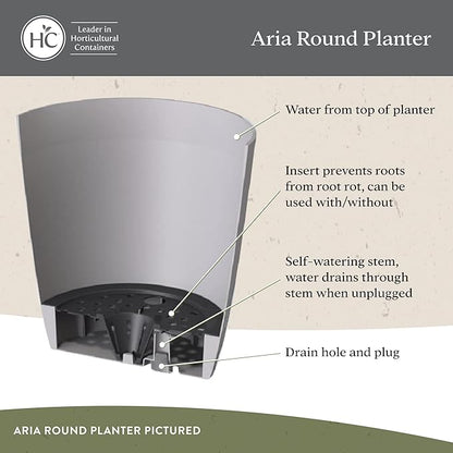 The HC Companies Aria Round Self-Watering Pot - Lightweight Plastic Planter for Herbs & More - Durable Plant Pots for Indoor Plants & Outdoor Plants (16" Beige, Pack of 2)
