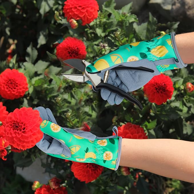 Leather Gardening Gloves for Women Thorn Proof Garden Gloves Touch Screen Working Gloves Gifts,M