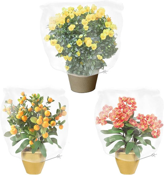 3 Pack Plant Barrier Net Mesh with Drawstring, 1.8 Ftx2.5 Ft Tomato Protective Cover Garden Plant Barrier Bag for Vegetables Fruits Flower from Insect Bird Eating
