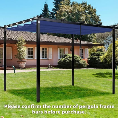 10' X 10' Pergola Shade Cover for Outdoor Retractable Durable Fabric Canopy Replacement Top Only, Sun Shade for Outside (Blue)