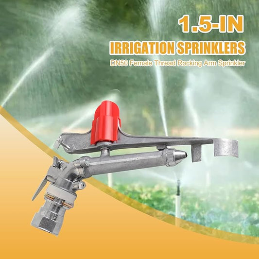 1.5" Agriculture Farm Irrigation Sprinkler Lawn Sprinkler Irrigation Spray Gun Large-Area Watering Spray 360° Rotary Farm Lawn Garden Irrigation, Pack of 2