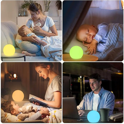 6-in LED Globe Orb Light for Kid, 16 RGB Colors Changing Orb Night Light w/Remote (1PC) and 16-in Cordless LED Glowing Ball Light, Waterproof Indoor/Outdoor LED Globe Orb Light w/Remote (1PC)