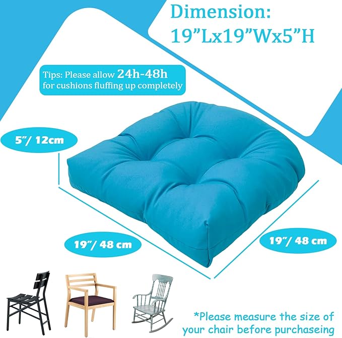 MTMR Water-Repellent Outdoor Chair Cushions Set of 2, 19”X19” Patio Chair Cushions with High Elasticity PP Cotton, Thick Tufted Outdoor Patio Furniture Cushions, Seat Cushions for Outdoor Furniture