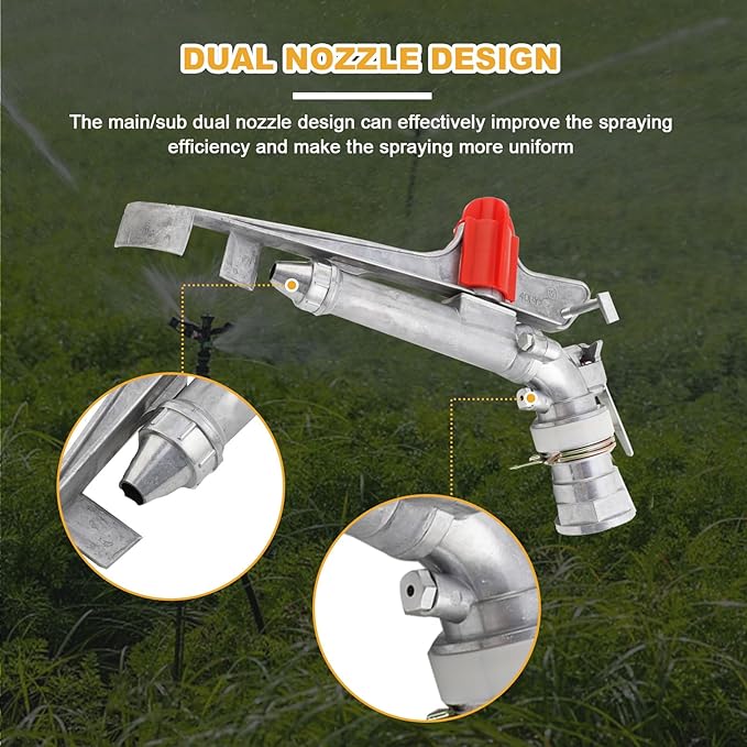 2" Agriculture Farm Irrigation Sprinkler Lawn Sprinkler Irrigation Spray Gun Large-Area Watering Spray 360° Rotary Farm Lawn Garden Irrigation, Pack of 2 (2.0 Inch DN50 Normal) …