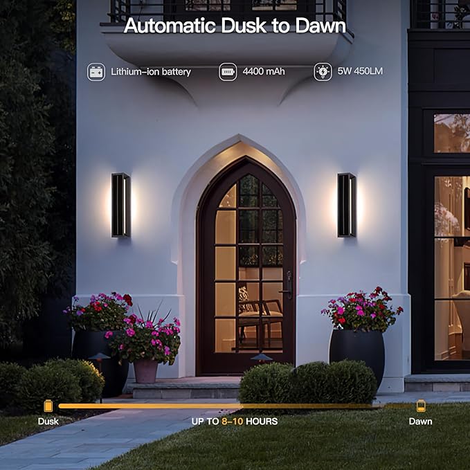 20.5" Solar Wall Lights Outdoor Waterproof, Modern Porch Light, 3000K LED Solar Wall Sconces Lights Outdoor, 1 Pack Front Door Light Fixture Dusk to Dawn, Large Exterior Garage Light for House