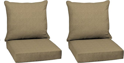 Arden Olefin Outdoor Deep Seat Cushion Set (2-Pack), 24 in x 24 in, Weather-Proof, Rain-Proof, Fade Resistant Patio Cushion for Chair, Sofa, and Couch Tan Hamilton