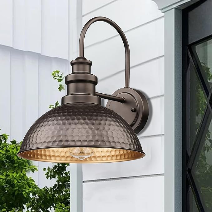 Casia Farmhouse Barn Lights - Rustic Wall Sconce, Exterior Outdoor Mounted Lighting Fixture, Vintage Wall Light, Porch Lantern Lamp for Front Door,Porch,Patio,Garge (Oil Rubbed Bronze, 2 Pack)