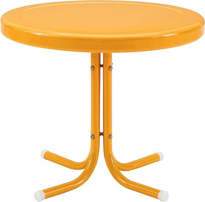 Crosley Furniture Griffith 3-Piece Outdoor Chair and Side Table Set, Retro Metal Bistro Patio Sets for Porch, Tangerine