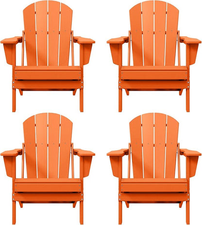 Westin Outdoors Laguna WO Home Furniture Adirondack Chair 4 PC Set Classic Outdoor Patio Folding Chair for Bon Fire Pit Lawn Backyard Beach Plastic Weather-Resistant (Orange)