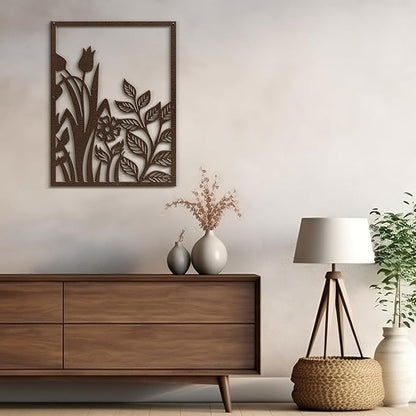 SIGNLEADER Metal Wall Art Decor Botanical Flower Plant Leaves Modern Abstract Wall Sculpture Hangings Home Decoration for Living Room, Bedroom, Bathroom, Kitchen, Outdoor - 36" Bronze