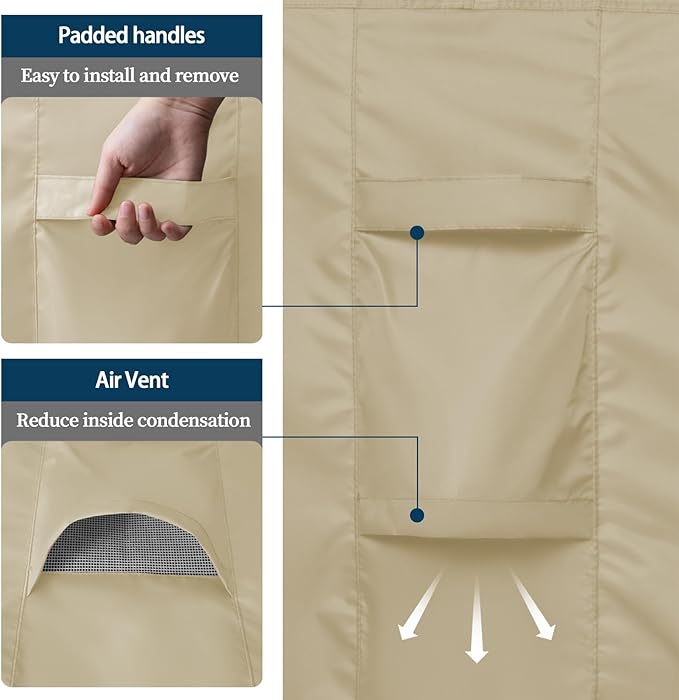 Easy-Going Round Patio Furniture Cover Waterproof Outdoor Dining Table and Chair Cover Anti-UV Outside Sectional Sofa Set Covers (72"DIA x 28"H, Camel)