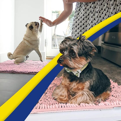 Muddy Mat® | Super Water Absorbent Door Mat Indoor, Microfiber Quick Dry Chenille Entryway Rug, Slip Resistant Front Door Mat, Indoor Mats for Entryway, Machine Washable Pet Rug, Pink 28" x 48"