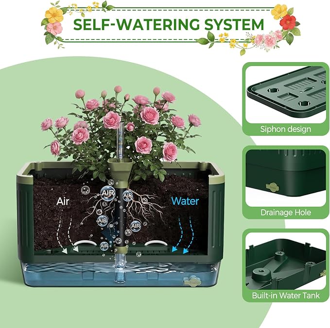 2Pack Raised Garden Bed Tomato Planter with Trellis, 52" Self Watering Tomato Planter with Water Level Indicator, Larger Rectangular Tomato Cages for Indoor & Outdoor Climbing Vegetable and Plants (2)