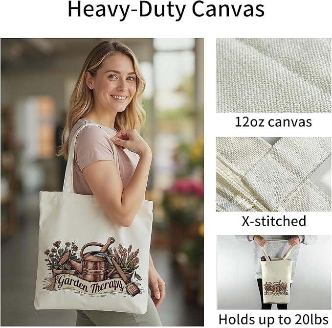 itgowisa Canvas Tote Bag for Women, Tote Bag with Zipper Inner Pocket, Zippered Canvas Bag for Shopping Work Grocery Everyday