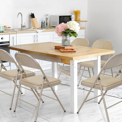 VINGLI 20 Pack Folding Chairs with Padded Seats, Metal Frame with Pu Leather Seat & Back, Capacity 350 lbs, Set of 20, Khaki