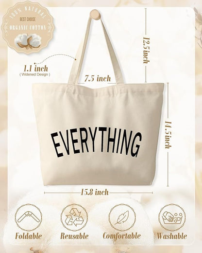 Miss Adola Large Tote Bag for Women - Canvas Tote Bag with Zipper Aesthetic Reusable Shoulder Bag for Gym, Travel, Work