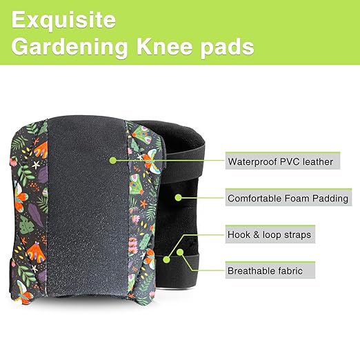 Garden Knee Pads for Women, Lightweight Waterproof KneePads for Gardening, Anti Slip Leather Foam Padding Kneeling Pads for Flooring and Carpet Cleaning, House work, Gardening Maintain, Knee Protector, Butterfly