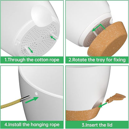 ZMTECH 6.5 Inch Hanging Planters for Indoor Outdoor Plants, 2 Pack Self Watering Hanging Plant Pots with Drainage Holes and Removable Saucer, Plastic Flower Hanging Pots with Watering Lip (White)