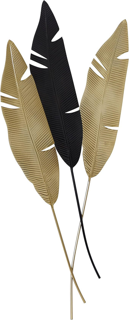 Deco 79 Metal Leaf Wall Decor, 24" x 1" x 53", Gold