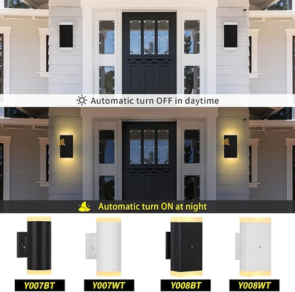 Dusk to Dawn Outdoor Lighting, ZUUKOLE Waterproof Exterior Wall Lantern, Anti-Rust Aluminum Wall Mount Lighting Rectangular Design – Up Down Wall Light fixtures for Porch, Patio or Garage, 2 Pack