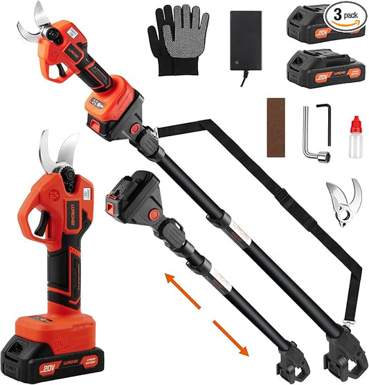 LLNDEI 2 IN 1 Brushless Pole Pruning Shear, 1.6'' Cutting Diameter, Electric Tree Pruner, 7.5Ft Reach, Battery Powered Cordless Electric Pruning for Garden & Flower.