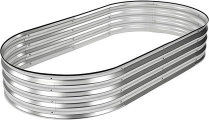 NEWBULIG Heavy-Duty Galvanized Oval Raised Garden Bed for Outdoor, Metal Planter Box with Open Base, Easy Assembly with Safe Edges for Vegetables/Flowers/Herbs