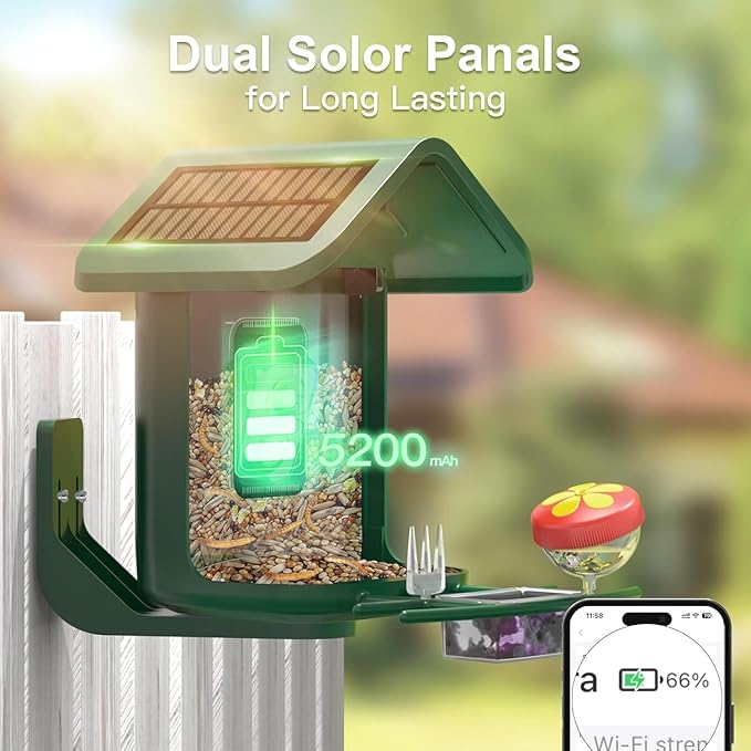Bird Feeder with Camera Solar Powered : Smart Camera Bird Feeder 2K Live Feed Cam for Backyard - AI Identify Auto Capture Videos Pictures, Gifts for Birdlover Mom Dad, 2.4GHz WiFi