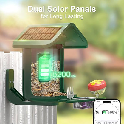 Bird Feeder with Camera Solar Powered : Smart Camera Bird Feeder 2K Live Feed Cam for Backyard - AI Identify Auto Capture Videos Pictures, Gifts for Birdlover Mom Dad, 2.4GHz WiFi