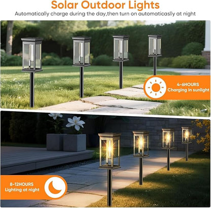 Solar Pathway Lights Outdoor Waterproof – 8 Pack Bright Solar Powered Garden Lights with Auto On/Off, IP65 LED Landscape Lighting for Walkway Patio Lawn Yard Decor