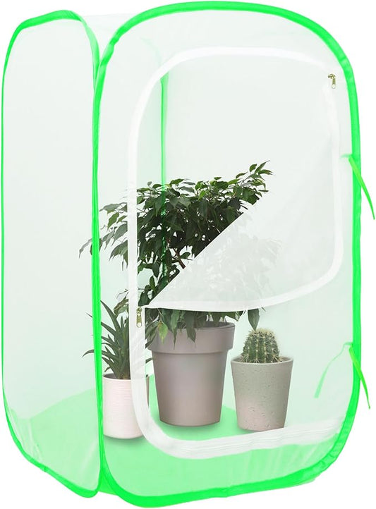 Mesh Plant Tent Enclosure, Pop-Up Cage Plant Cover, Outdoor Garden Protection Guard for Pests, Bird, Pest (35 x 35 x 59 Inches)