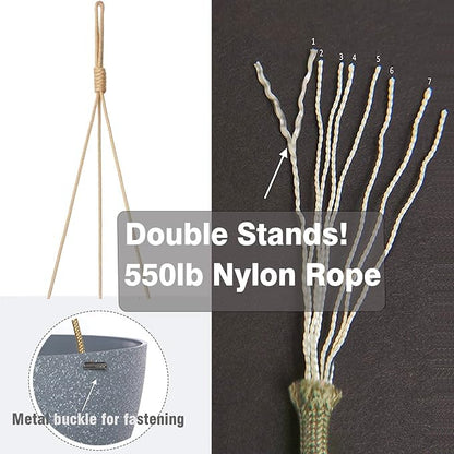 13 Inch 2 Pack Large Hanging Planters for Indoor Outdoor Plants, Plastic Hanging Basket Pots for House Plants Flowers, Grey