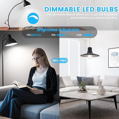 Brightever E26 LED Bulb 60 Watt Equivalent, 5000K Daylight White Dimmable Light Bulbs, 7W, 850LM Vintage Lights Bulb, 90+CRI, ST58 Clear Glass Antique Decor Filament Edison Bulb for Room, 6-Pack