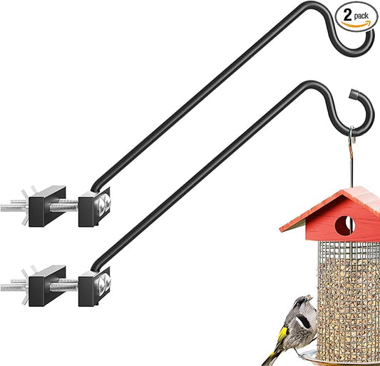 12-Inch 2 Pack Deck Bird Feeder Hanger for Railing, Outdoor Decor Plant Hanger, Balcony Railing Hook - 22LB Capacity - for Hanging Plants, Bird Feeders, Lanterns, Wind Chimes