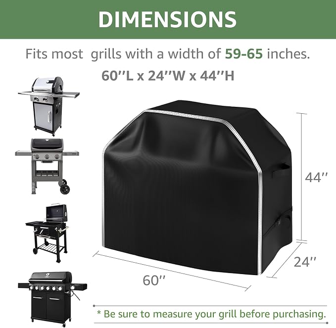 BOLUO Large 60 inch Grill Cover for Outdoor Grill Heavy Duty Waterproof, 600D BBQ Grill Cover Outside, Barbecue Grill Cover UV & Fade Resistant, Gas Grill Covers for Weber, Nexgrill