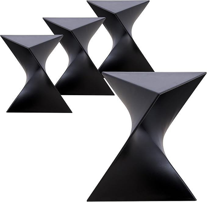 LeisureMod 15.75" Stackable Weather-Resistant Plastic Triangular Side Table - Accent End Table for Indoor & Outdoor Use (Black, Set of 4)