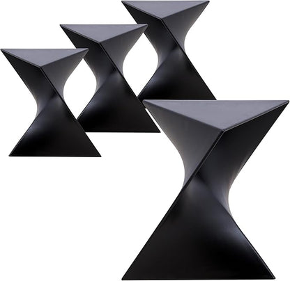 LeisureMod 15.75" Stackable Weather-Resistant Plastic Triangular Side Table - Accent End Table for Indoor & Outdoor Use (Black, Set of 4)