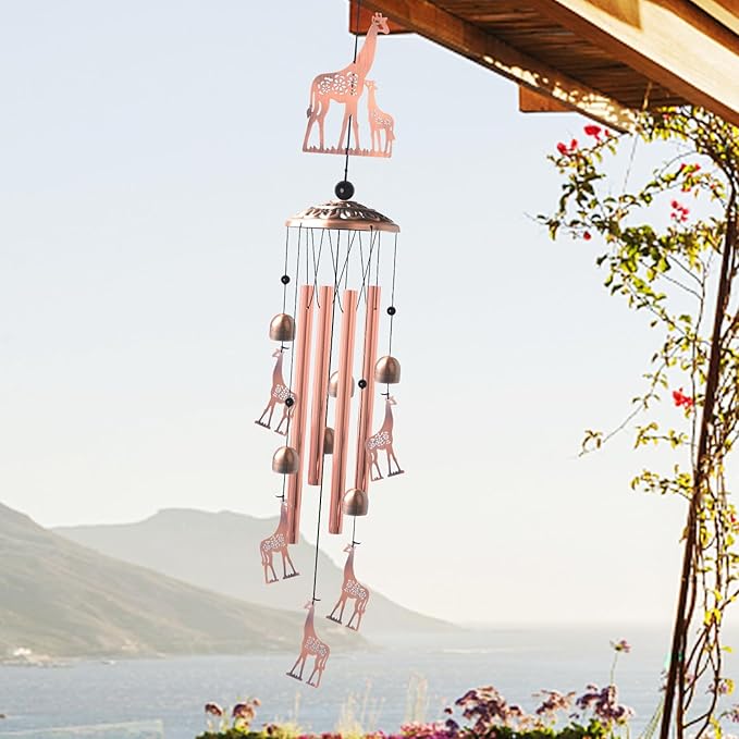 Giraffe Copper Wind chimesoutdoor, Gifts for All Father Husband Stepdad mom Grandma Aunt Daughte Friend dad, Mother Birthday Gift, Women Gardening Gifts,Windchime Outside, Perfect for Patio, Garden