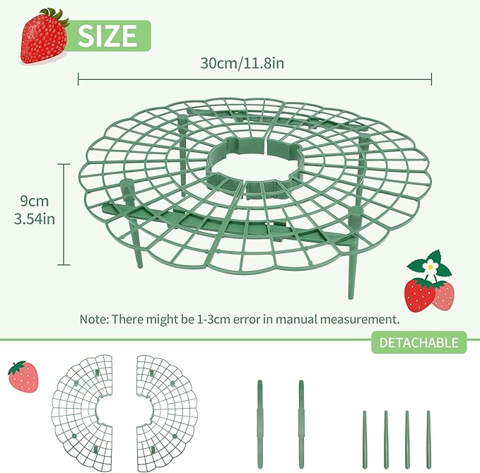 5 Packs Strawberry Supports - Reusable Strawberry Plant Stand Waterproof Growing Frame Plastic Fruit Tray Protectors Sturdy Strawberry Growing Racks to Keep Strawberries Off Mold, Rot and Dirt