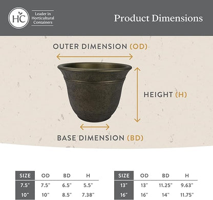 The HC Companies Sierra Round Self-Watering Pot - Lightweight Plastic Planter for Herbs & More - Durable Plant Pots for Indoor Plants & Outdoor Plants (13” Arizona Sand, Pack of 2)