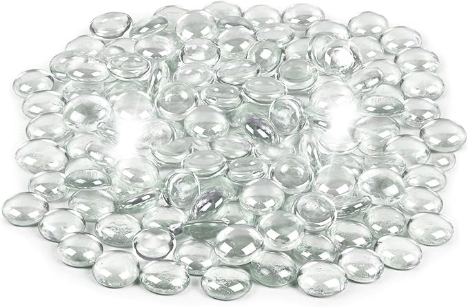 19 Pound Fire Glass Beads for Fire Pit 1/2 inch Tempered Glass Rocks Ultra Clear
