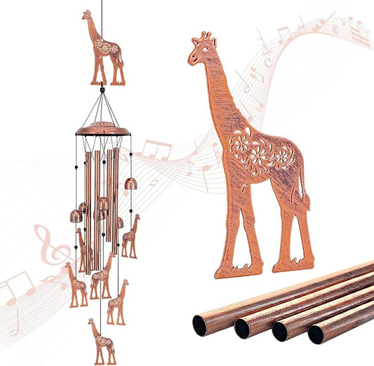 Giraffe Wind Chimes Outdoor Giraffe Gifts for Women Mom Men Dad Unique Birthday Gifts Metal WindChimes for Outside/Indoors, Patio, Lawn, Yard, Home Decor, Outdoor Decor, Garden Decorations