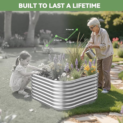 4 Pack 2x2FT Corrugated Galvanized Steel Raised Garden Bed Outdoor, Metal Above Ground Garden Bed for Vegetables and Flowers, Raised Beds for Gardening-2x2FTx10Inch