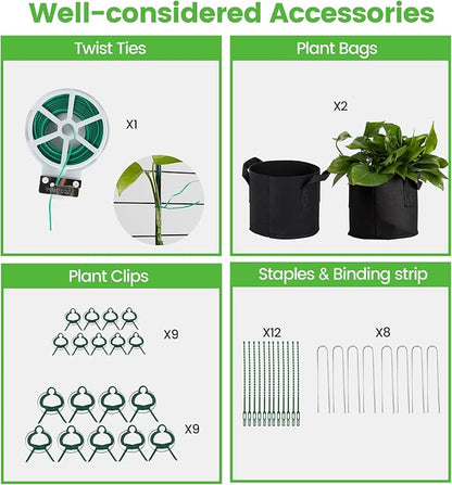 Foldable Cucumber Trellis - 2 Pack, A-Frame Garden Trellis 46" L X 18" W, Steel Climbing Plants Support Raised Bed Trellis with Twist Ties & Plant Bags for Climbing Plants Outdoor